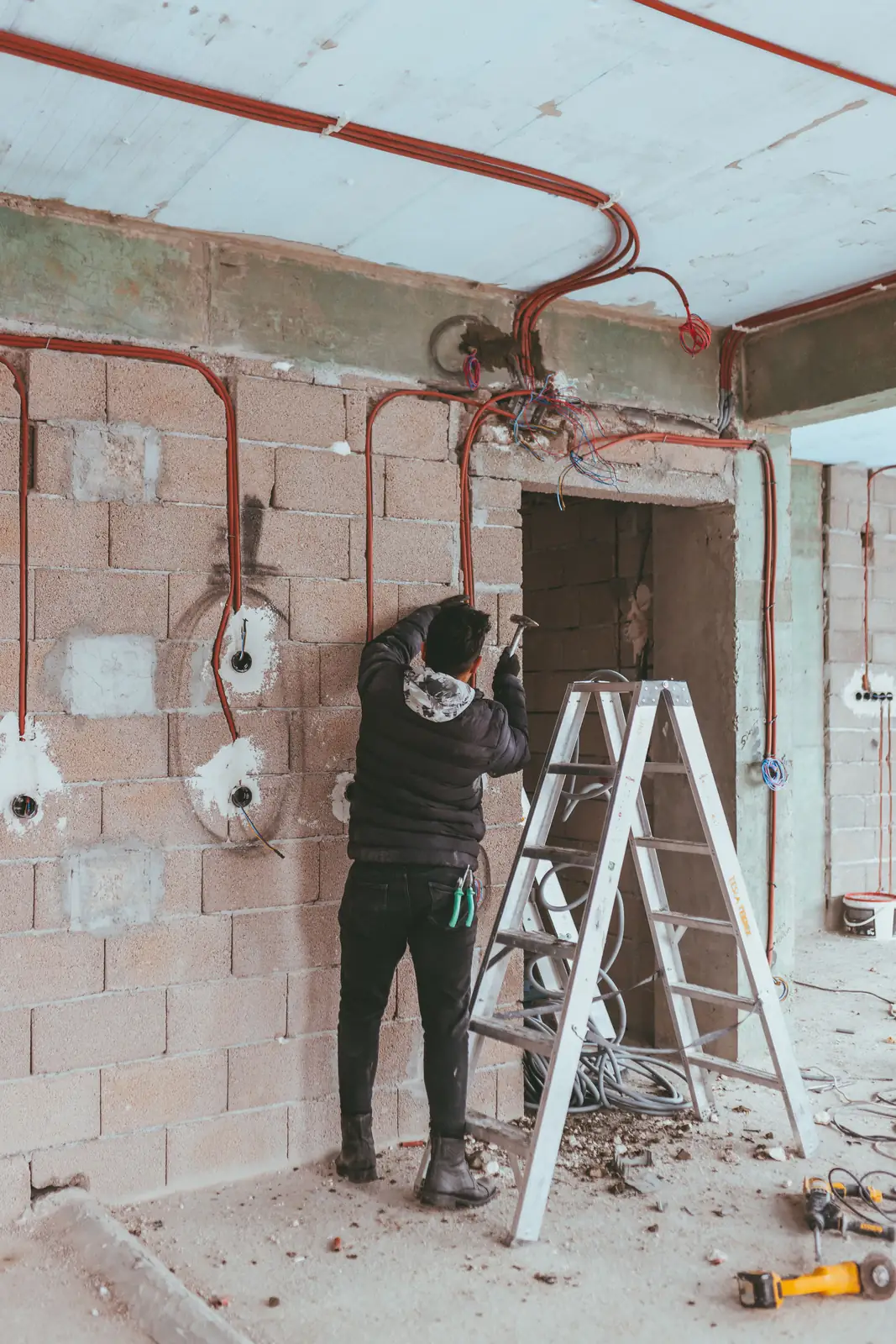 First-fix conduit and back boxes on site, for electrical inspection in Edmonton